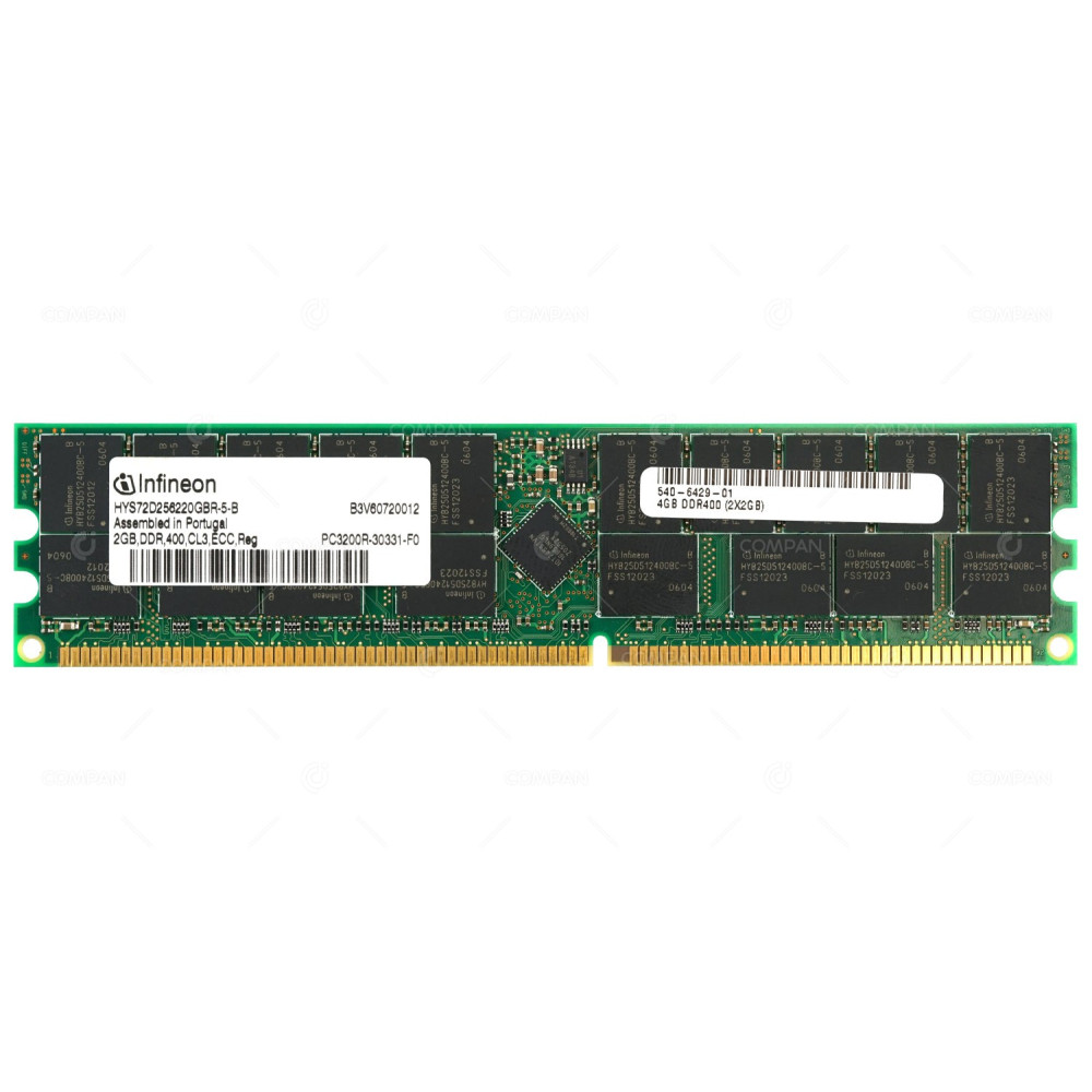 540-6429-01 SUN MEMORY 2GB 2RX4 PC 3200R-30331-F0 DDR 400 CL3 ECC REG DIMM HYS72D256220GBR-5-B